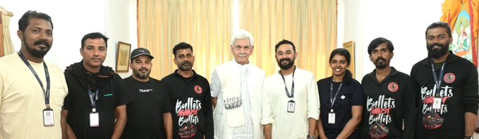 Lieutenant Governor Shri Manoj Sinha,Bikers from Kerala Lieutenant Governor Shri Manoj Sinha,Bikers from Kerala
