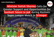Minister Satish Sharma Calls for Greater Opportunities for Football Talent in J&K Minister Satish Sharma in Kashmir Super League 2026